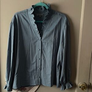 Wit & Wisdom Charcoal Blouse with Ruffle Detail